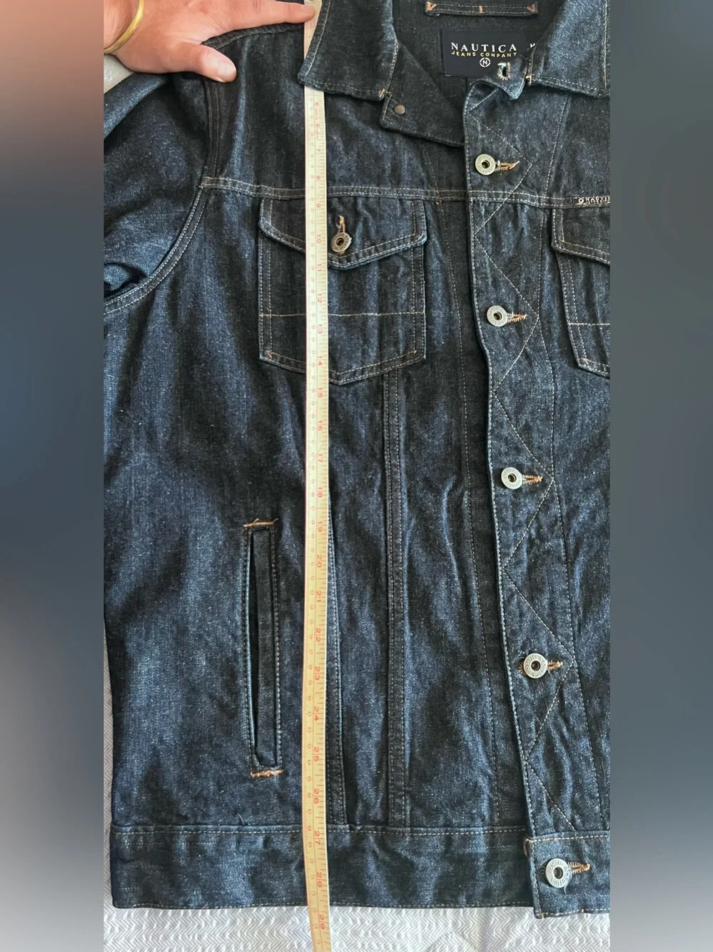 Vintage Y2K Náutica Men's Indigo Denim Jacket (oversized)